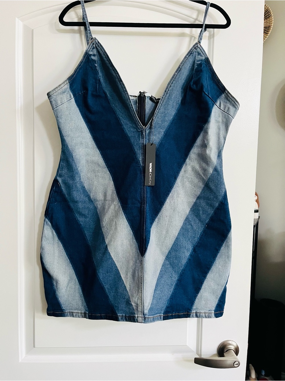 Denim Chevron Mini Dress